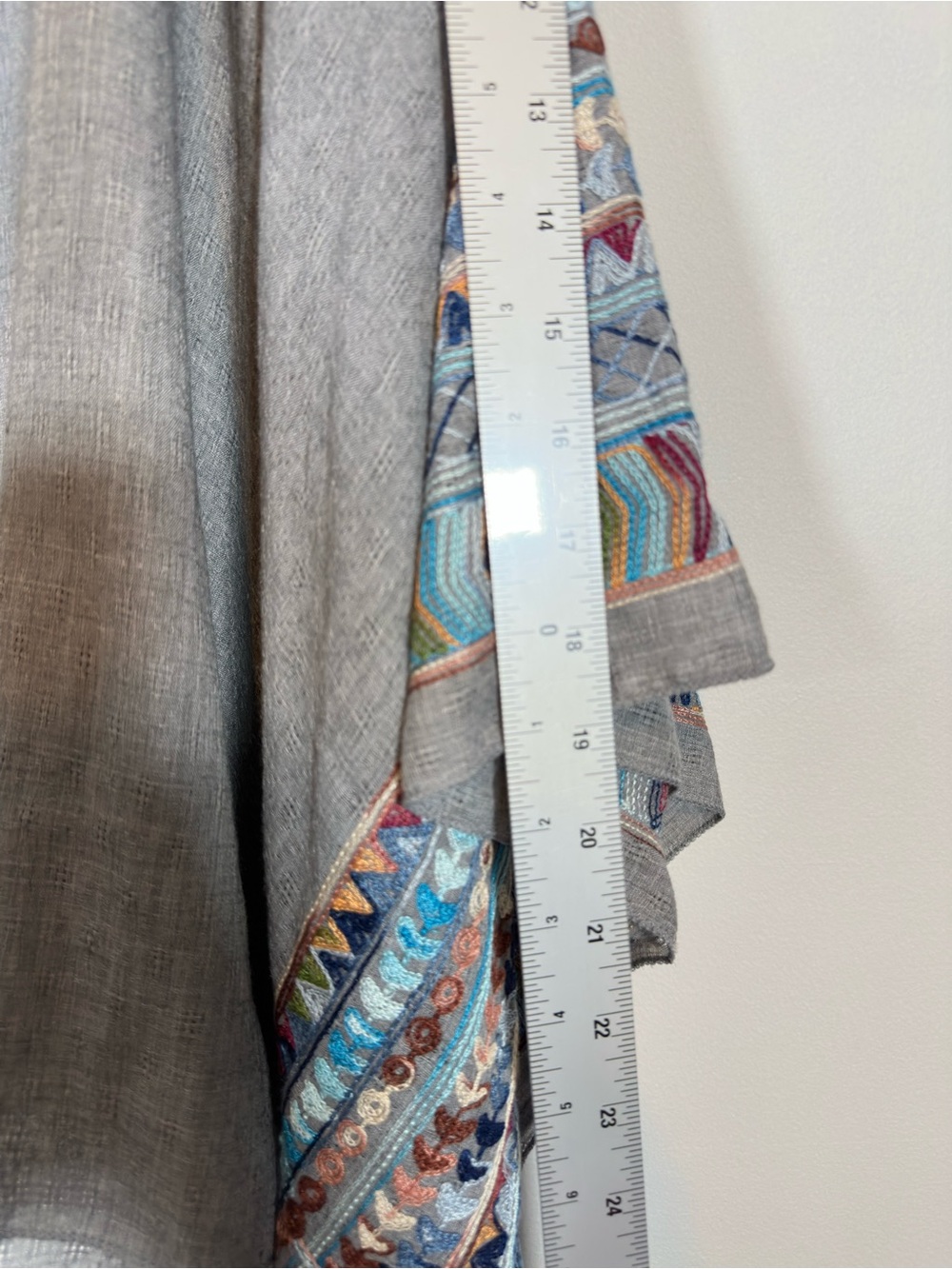 JeongsookOh Boho Festival Cotton Kimono Poncho Shrug Gray/Multicolor OS - Picture 7 of 10